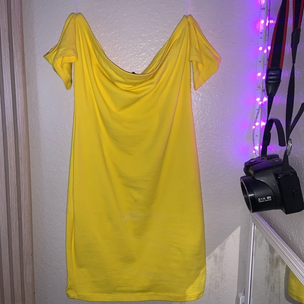 Yellow off the shoulder dress